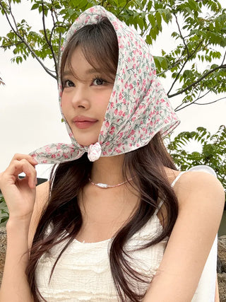 Watercolor Flower Pattern Hair Bandana Scarf