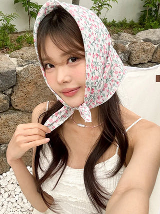 Watercolor Flower Pattern Hair Bandana Scarf