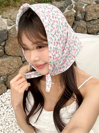 Watercolor Flower Pattern Hair Bandana Scarf