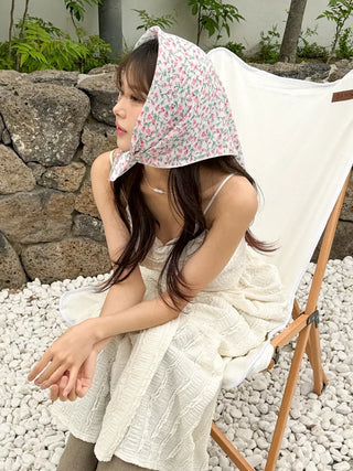 Watercolor Flower Pattern Hair Bandana Scarf