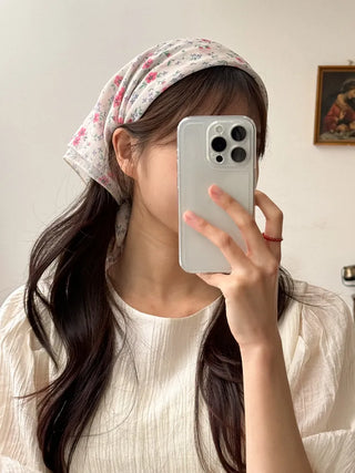 Watercolor Flower Pattern Hair Bandana Scarf