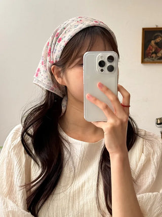Watercolor Flower Pattern Hair Bandana Scarf