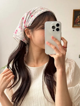 Watercolor Flower Pattern Hair Bandana Scarf