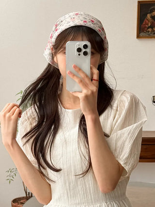 Watercolor Flower Pattern Hair Bandana Scarf