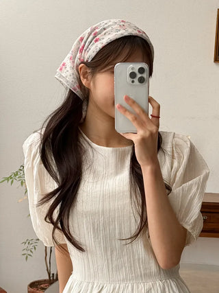 Watercolor Flower Pattern Hair Bandana Scarf