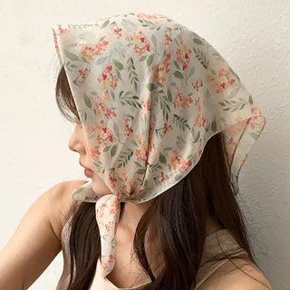 Watercolor Flower Pattern Hair Bandana Scarf