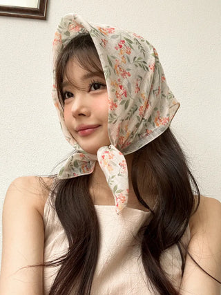 Watercolor Flower Pattern Hair Bandana Scarf