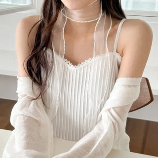 See-through Lace Long Tie Muffler Scarf Collection