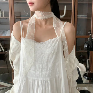 See-through Lace Long Tie Muffler Scarf Collection
