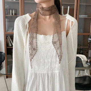 See-through Lace Long Tie Muffler Scarf Collection