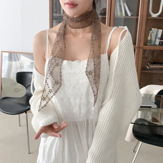 See-through Lace Long Tie Muffler Scarf Collection