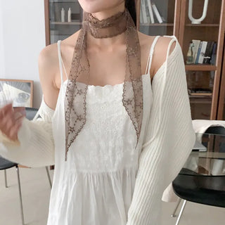 See-through Lace Long Tie Muffler Scarf Collection