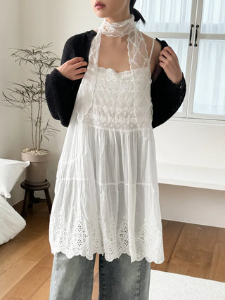 See-through Lace Long Tie Muffler Scarf Collection