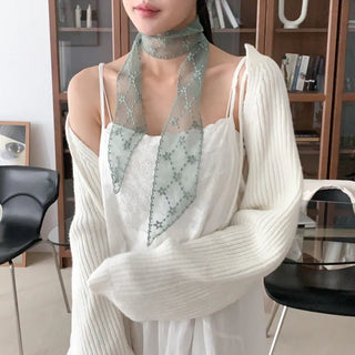 See-through Lace Long Tie Muffler Scarf Collection