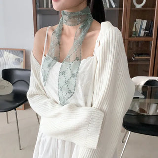 See-through Lace Long Tie Muffler Scarf Collection