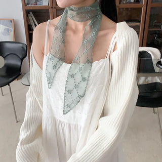 See-through Lace Long Tie Muffler Scarf Collection