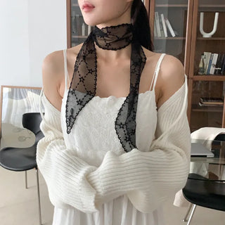 See-through Lace Long Tie Muffler Scarf Collection