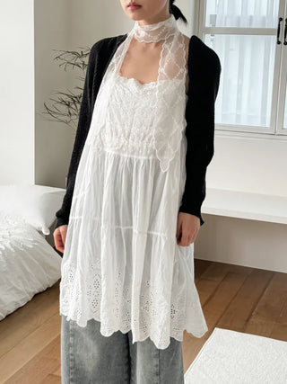 See-through Lace Long Tie Muffler Scarf Collection