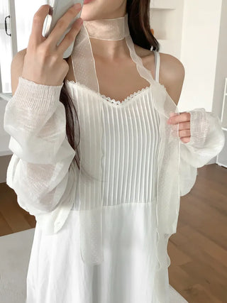 See-through Lace Long Tie Muffler Scarf Collection
