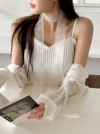 See-through Lace Long Tie Muffler Scarf Collection
