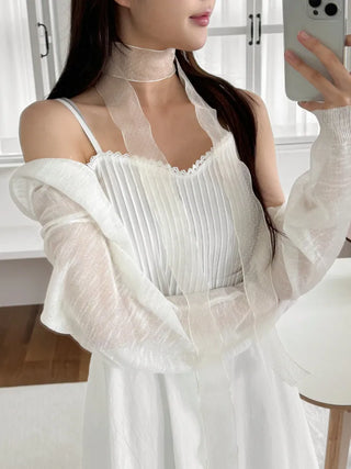 See-through Lace Long Tie Muffler Scarf Collection