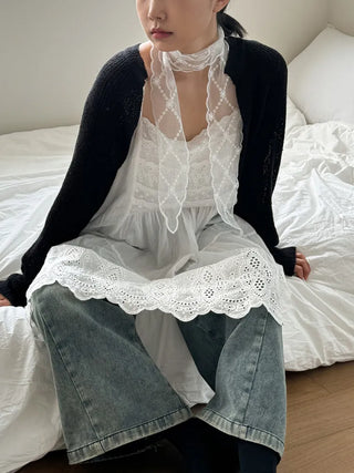 See-through Lace Long Tie Muffler Scarf Collection