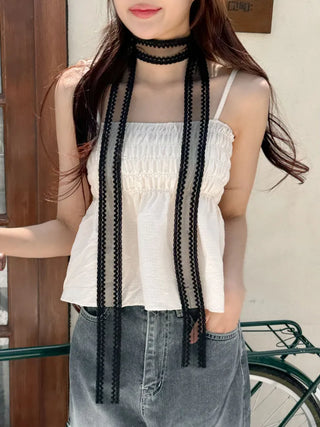 See-through Lace Long Tie Muffler Scarf Collection
