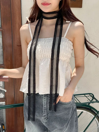 See-through Lace Long Tie Muffler Scarf Collection