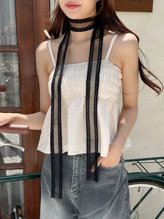See-through Lace Long Tie Muffler Scarf Collection