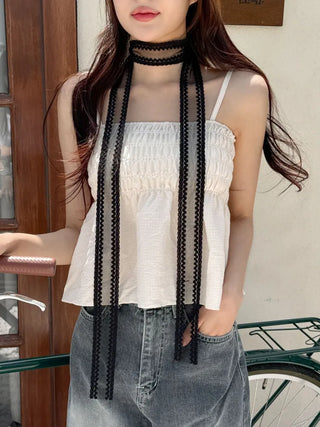 See-through Lace Long Tie Muffler Scarf Collection
