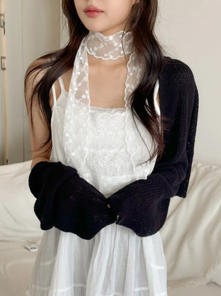 See-through Lace Long Tie Muffler Scarf Collection
