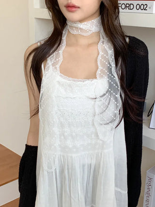 See-through Lace Long Tie Muffler Scarf Collection