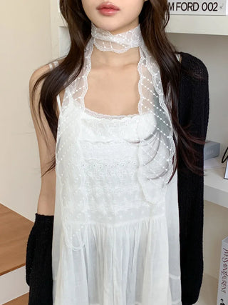 See-through Lace Long Tie Muffler Scarf Collection