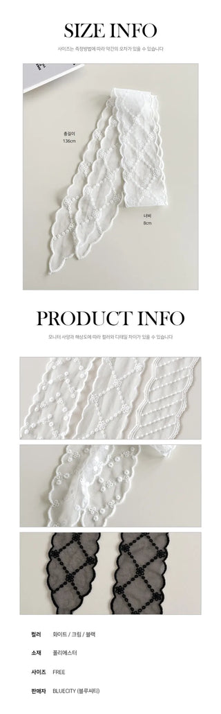 See-through Lace Long Tie Muffler Scarf Collection