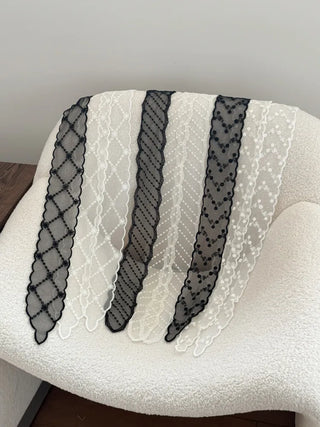 See-through Lace Long Tie Muffler Scarf Collection