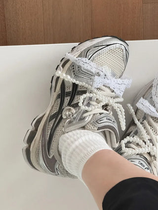Pearl Ribbon Sneaker Charm Keyring Dubrae Shoe Decorator 3 Sizes