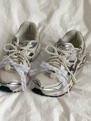 Pearl Ribbon Sneaker Charm Keyring Dubrae Shoe Decorator 3 Sizes