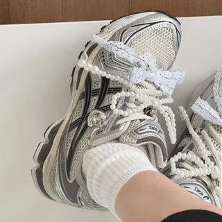 Pearl Ribbon Sneaker Charm Keyring Dubrae Shoe Decorator 3 Sizes