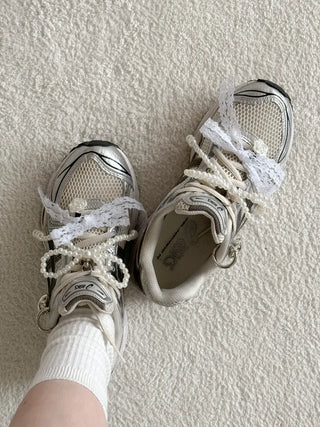 Pearl Ribbon Sneaker Charm Keyring Dubrae Shoe Decorator 3 Sizes
