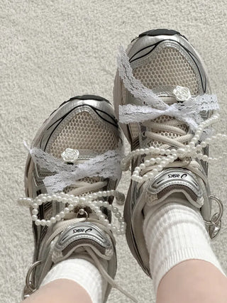 Pearl Ribbon Sneaker Charm Keyring Dubrae Shoe Decorator 3 Sizes