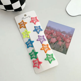 Star Snap Clip Sports Day Festival Heart Color Hairpin Set Collection