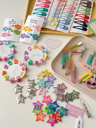 Star Snap Clip Sports Day Festival Heart Color Hairpin Set Collection