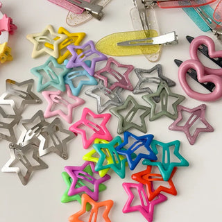 Star Snap Clip Sports Day Festival Heart Color Hairpin Set Collection