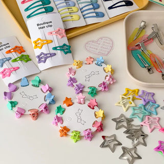 Star Snap Clip Sports Day Festival Heart Color Hairpin Set Collection