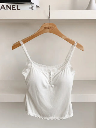 Button Lace Sleeveless Bralette