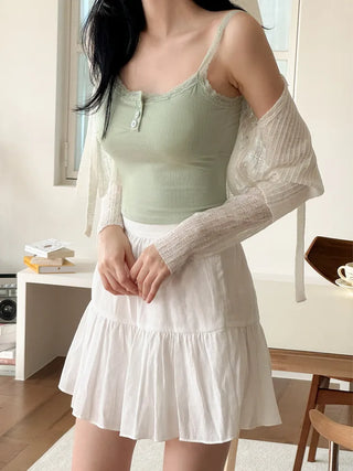 Button Lace Sleeveless Bralette
