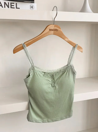 Button Lace Sleeveless Bralette