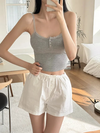 Button Lace Sleeveless Bralette