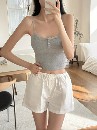 Button Lace Sleeveless Bralette