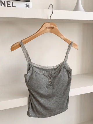 Button Lace Sleeveless Bralette